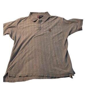 Chaps Ralph Lauren Men's Size L Gray Striped Polo Shirt Collared Casual